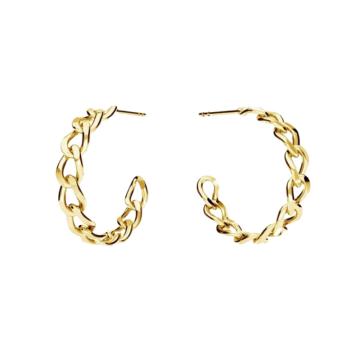 Cercei Chain Hoops din argint 925 placati cu aur de 18K, cu tije, diametru 2.3 cm