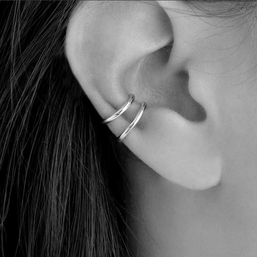 Cercei ear cuff, din argint 925 placati cu platina