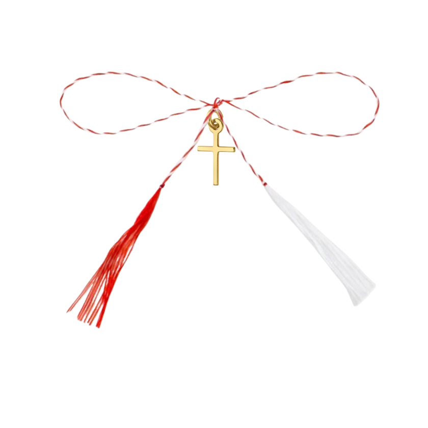 Pandantiv martisor din argint aurit, cruciulita mica, ambalaj inclus