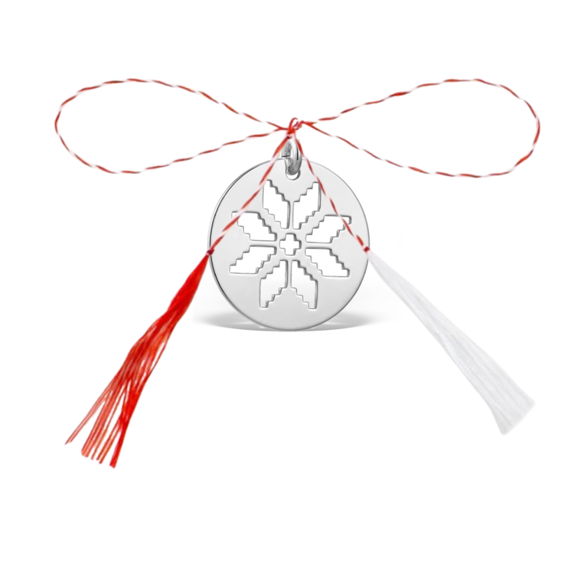 Pandantiv martisor din argint, Colul morii, motiv traditional, ambalaj inclus