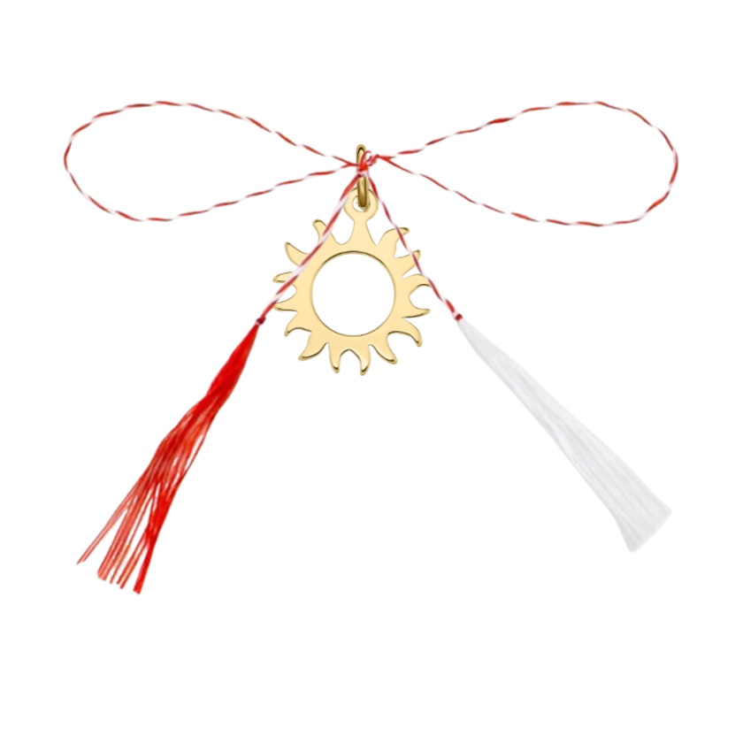 Pandantiv martisor din argint aurit, soare decupat, ambalaj inclus