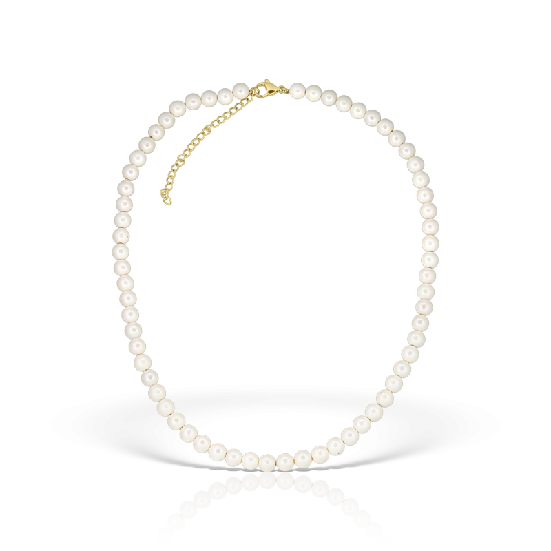 Colier perle mother of pearl, inchizatoare placata cu aur de 24K, 40 - 45 cm